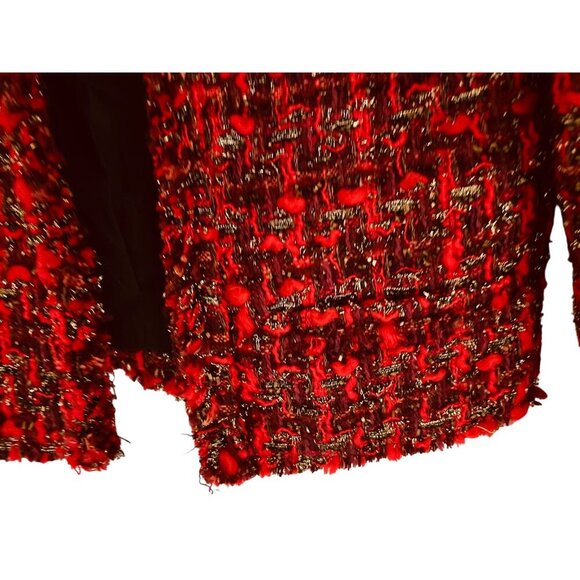 Iro Red Disco Tweed Jacket Wool Blend Red Silver Tweed Blazer Lined - Sz 4 - Picture 7 of 13